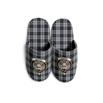 Menzies Black Dress Tartan Home Slippers with Family Crest
