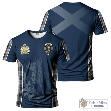 Menzies Black Dress Tartan T-Shirt with Family Crest and Scottish Thistle Vibes Sport Style