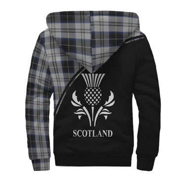 Menzies Black Dress Tartan Sherpa Hoodie with Family Crest Curve Style