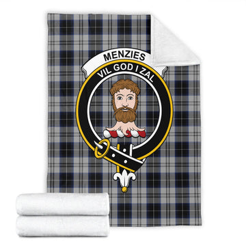 Menzies Black Dress Tartan Blanket with Family Crest