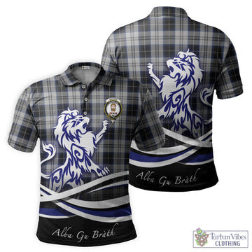 Menzies Black Dress Tartan Polo Shirt with Alba Gu Brath Regal Lion Emblem