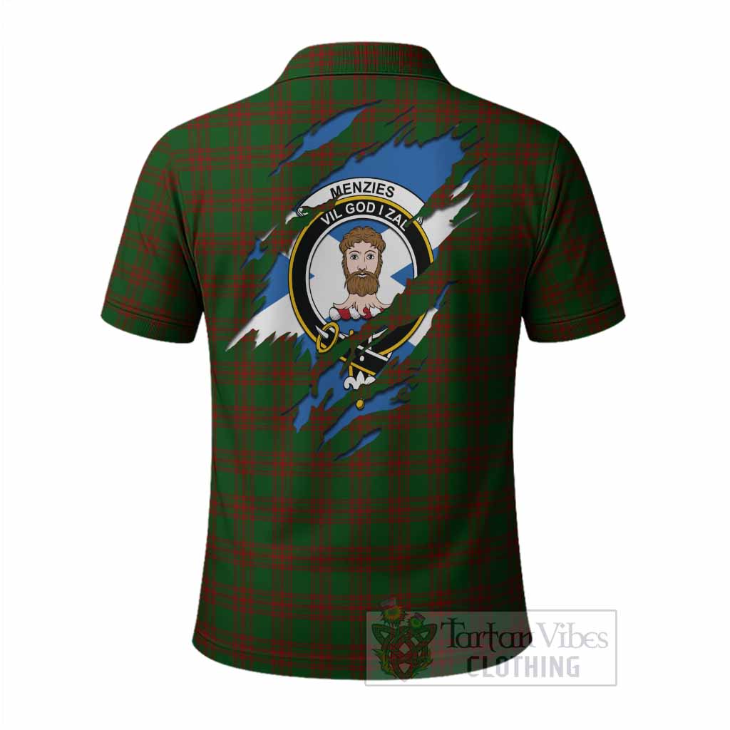 Menzies Clan Crest In Me Tartan Polo Shirt Scotland Flag Style