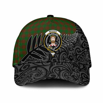 Menzies Crest Tartan Classic Cap with New Zealand Silver Fern Half Style