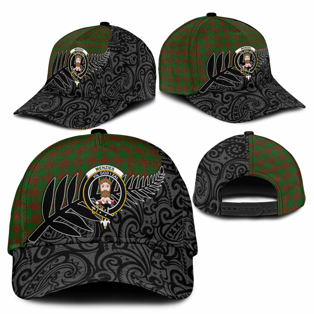 Menzies Crest Tartan Classic Cap with New Zealand Silver Fern Half Style
