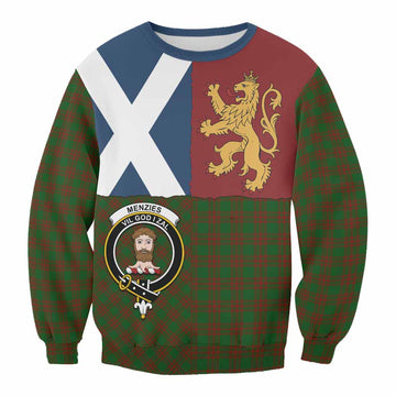 Menzies Crest Tartan Sweatshirt with Lion Rampant Saltire Style