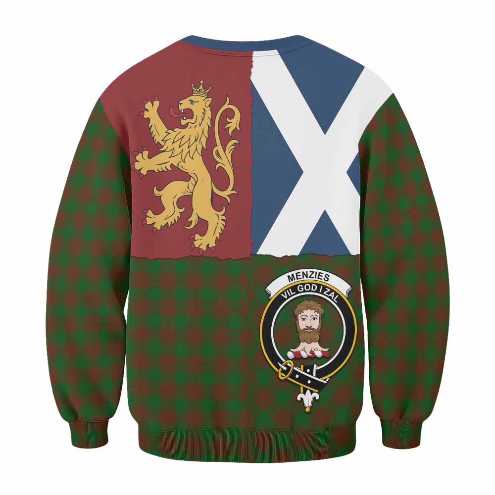 Menzies Crest Tartan Sweatshirt with Lion Rampant Saltire Style