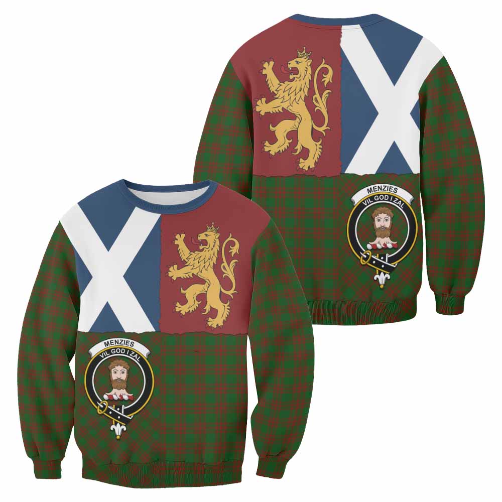 Menzies Crest Tartan Sweatshirt with Lion Rampant Saltire Style