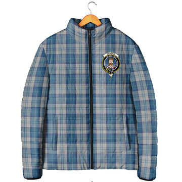 Menzies Dress Blue and White Tartan Padded Jacket with Family Crest