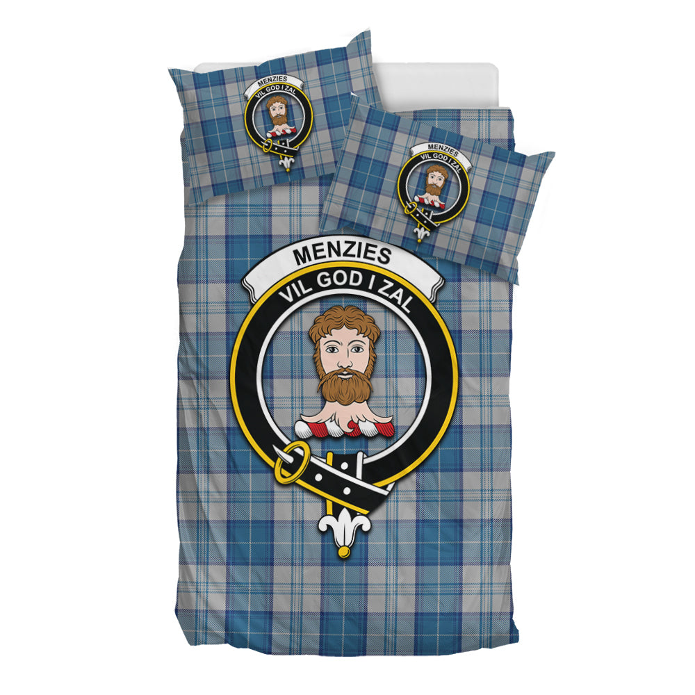menzies-dress-blue-and-white-tartan-bedding-set-with-family-crest