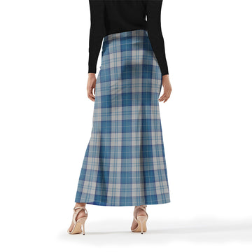 Menzies Dress Blue and White Tartan Womens Full Length Skirt