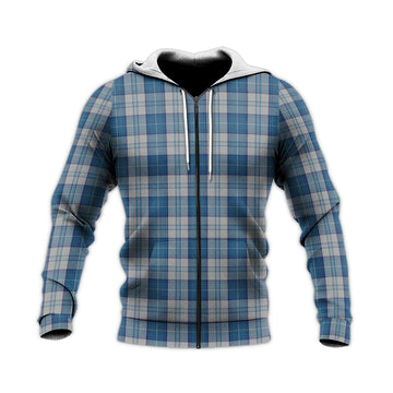 Menzies Dress Blue and White Tartan Knitted Hoodie