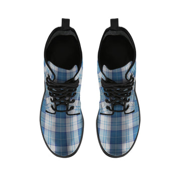 Menzies Dress Blue and White Tartan Leather Boots