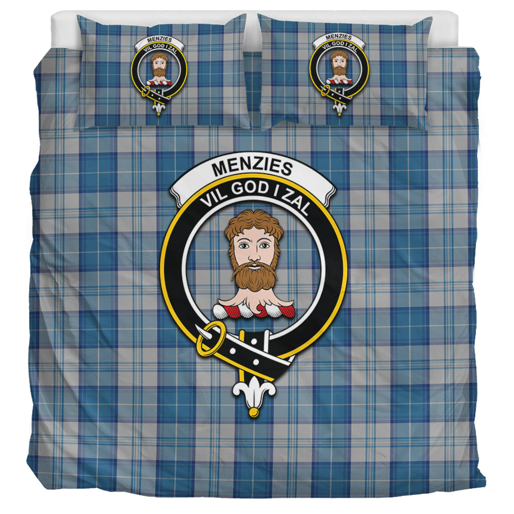 menzies-dress-blue-and-white-tartan-bedding-set-with-family-crest