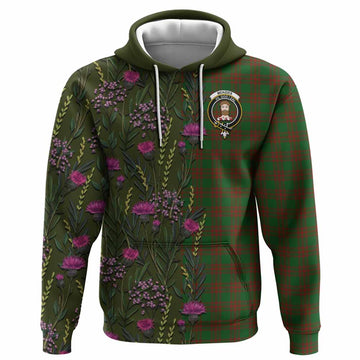 Menzies Family Crest Tartan Hoodie Scottish Thistle Flower Pattern Half Style - Tartan Vibes Clothing