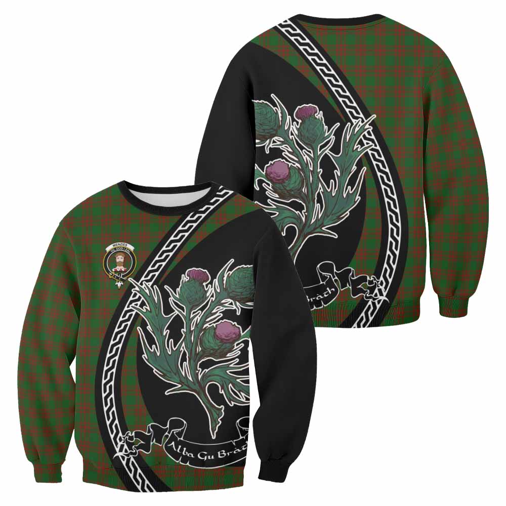 Menzies Family Crest Tartan Sweatshirt Alba Thistle Inspired - Tartan Vibes Clothing