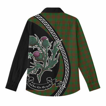 Menzies Family Crest Tartan Women Casual Shirt Alba Thistle Inspired - Tartan Vibes Clothing