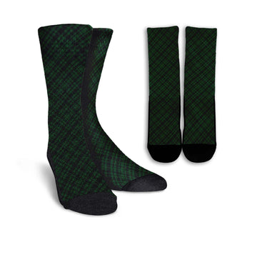 Menzies Green Tartan Crew Socks Cross Tartan Style