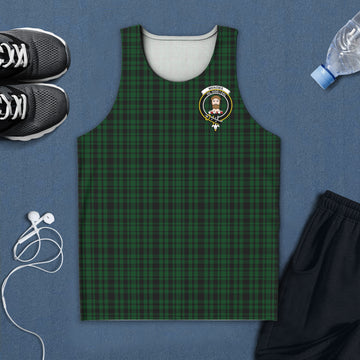 Menzies Green Tartan Mens Tank Top with Family Crest