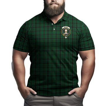 Menzies Green Tartan Men's Polo Shirt with Family Crest