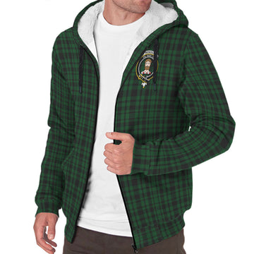 Menzies Green Tartan Sherpa Hoodie with Family Crest