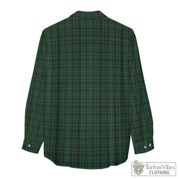 Menzies Green Tartan Womens Casual Shirt with Family Crest