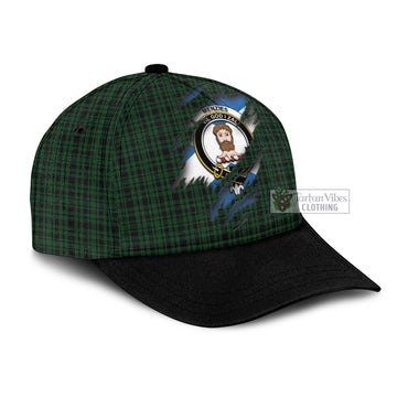Menzies Green Tartan Classic Cap with Family Crest In Me Style