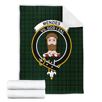 Menzies Green Tartan Blanket with Family Crest