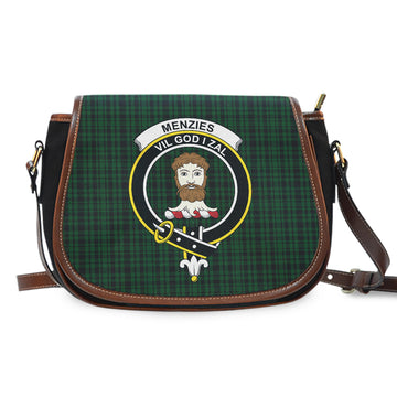 Menzies Green Tartan Saddle Bag with Family Crest