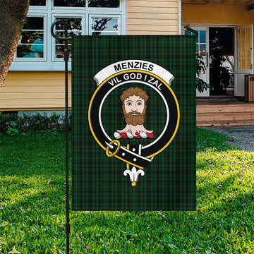 Menzies Green Tartan Flag with Family Crest