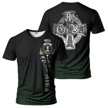 Menzies Green Tartan T-Shirt Featuring Alba Gu Brath Family Crest Celtic Inspired