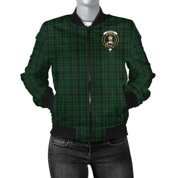 Menzies Green Tartan Bomber Jacket with Family Crest