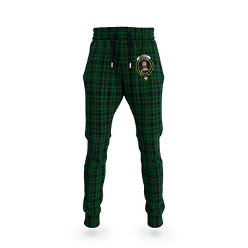 Menzies Green Tartan Joggers Pants with Family Crest