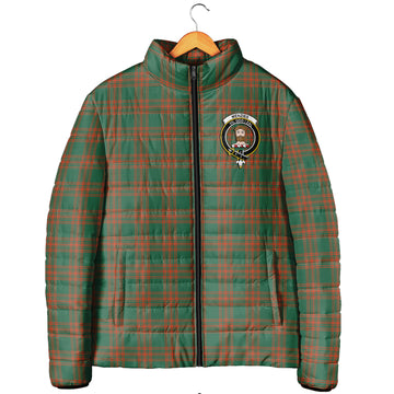 Menzies Green Ancient Tartan Padded Jacket with Family Crest