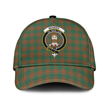 Menzies Green Ancient Tartan Classic Cap with Family Crest