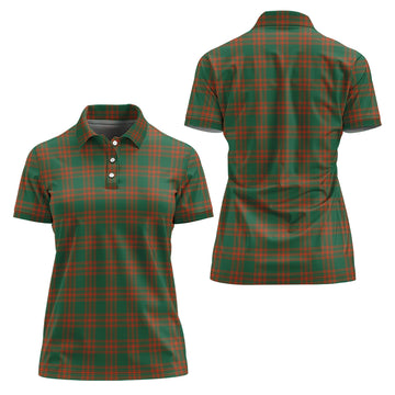 Menzies Green Ancient Tartan Polo Shirt For Women
