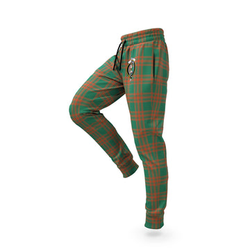 Menzies Green Ancient Tartan Joggers Pants with Family Crest