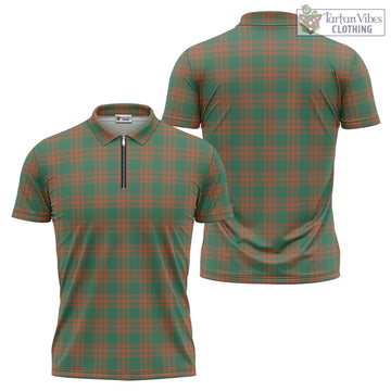 Menzies Green Ancient Tartan Zipper Polo Shirt
