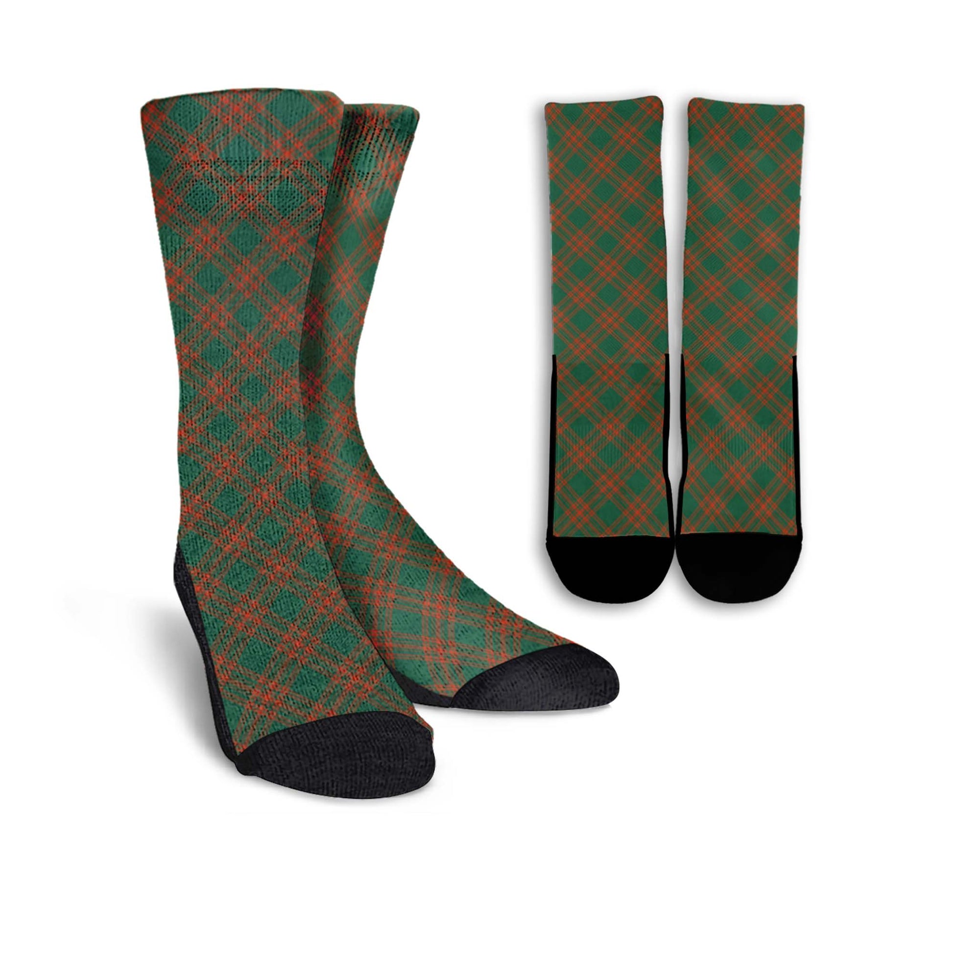 Menzies Green Ancient Tartan Crew Socks Cross Tartan Style - Tartanvibesclothing