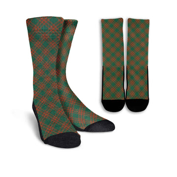 Menzies Green Ancient Tartan Crew Socks Cross Tartan Style