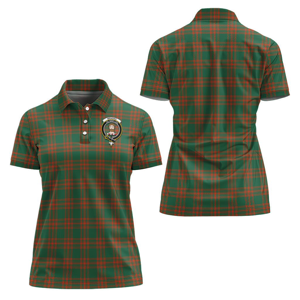 menzies-green-ancient-tartan-polo-shirt-with-family-crest-for-women