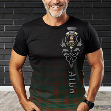 Menzies Green Ancient Tartan T-Shirt Featuring Alba Gu Brath Family Crest Celtic Inspired