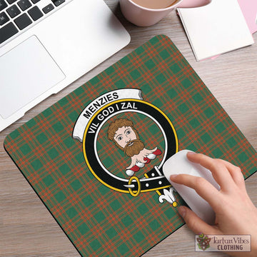 Menzies Green Ancient Tartan Mouse Pad with Family Crest