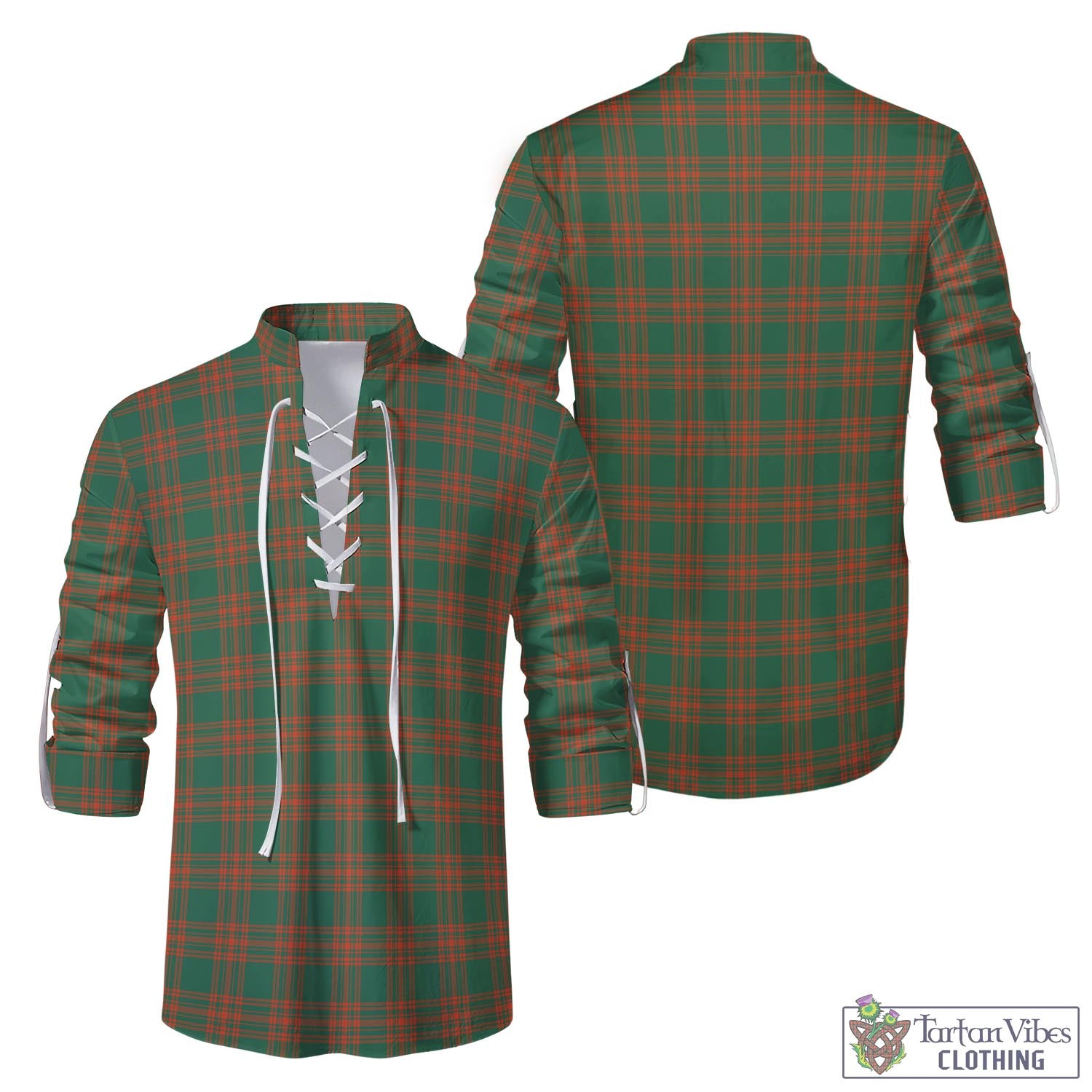 Tartan Vibes Clothing Menzies Green Ancient Tartan Men's Scottish Traditional Jacobite Ghillie Kilt Shirt
