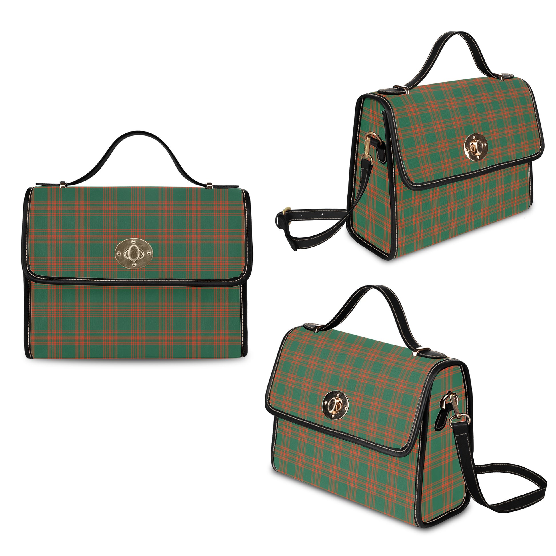 menzies-green-ancient-tartan-leather-strap-waterproof-canvas-bag