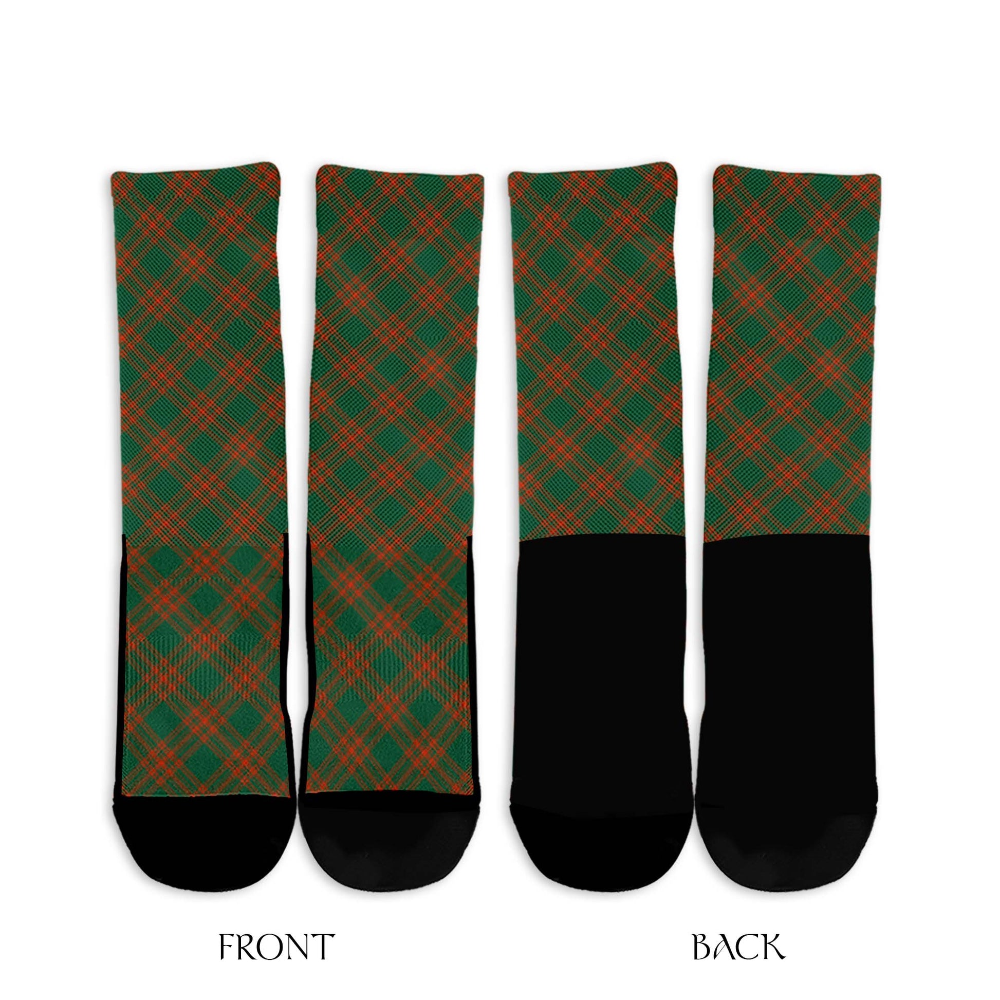 Menzies Green Ancient Tartan Crew Socks Cross Tartan Style - Tartanvibesclothing