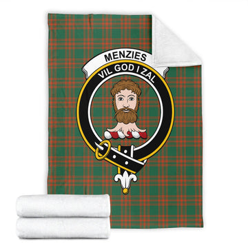 Menzies Green Ancient Tartan Blanket with Family Crest