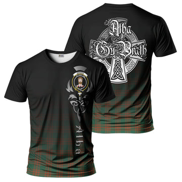Menzies Green Ancient Tartan T-Shirt Featuring Alba Gu Brath Family Crest Celtic Inspired