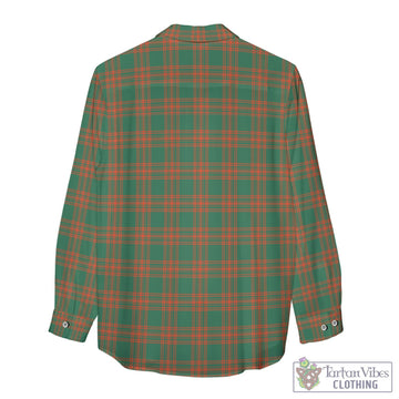 Menzies Green Ancient Tartan Womens Casual Shirt with Family Crest