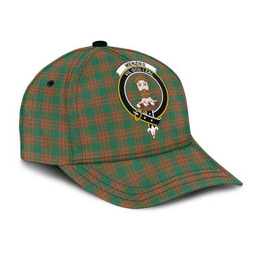 Menzies Green Ancient Tartan Classic Cap with Family Crest