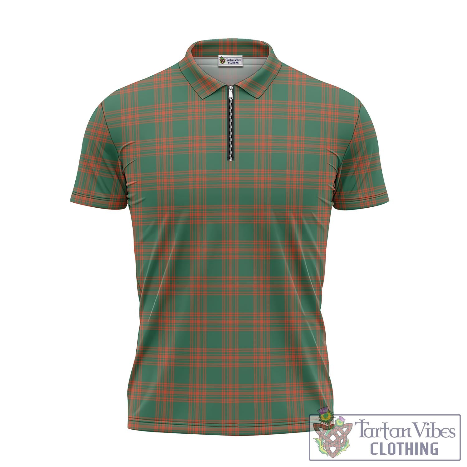 Tartan Vibes Clothing Menzies Green Ancient Tartan Zipper Polo Shirt